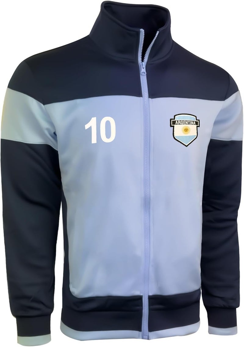 Just 4 Kicks Boy's Argentina Full Zip Track Jacket, Number 10 Argentina Soccer Jacket Youth Sizes - Image 2